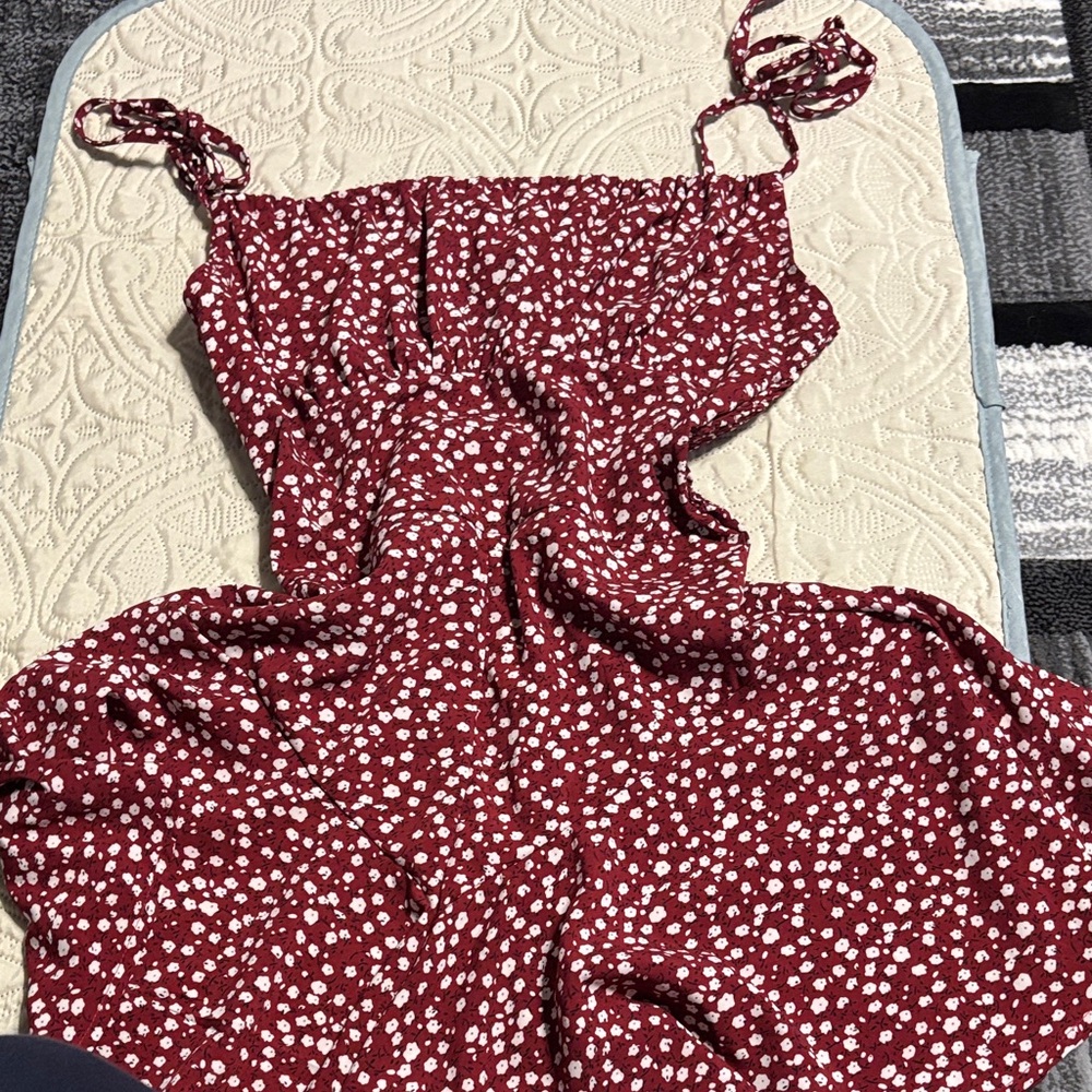 Red Floral Spaghetti Strap Dress